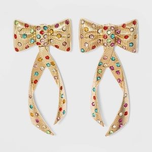 NWT Sugarfix by Baublebar Christmas Gold Bow Earrings🎄✨